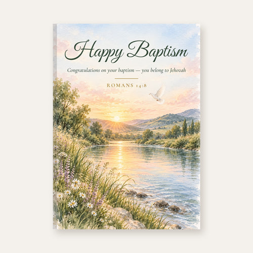 Happy Baptism Watercolor Journal – front cover exactly as printed (matte hardcover, sewn spine)