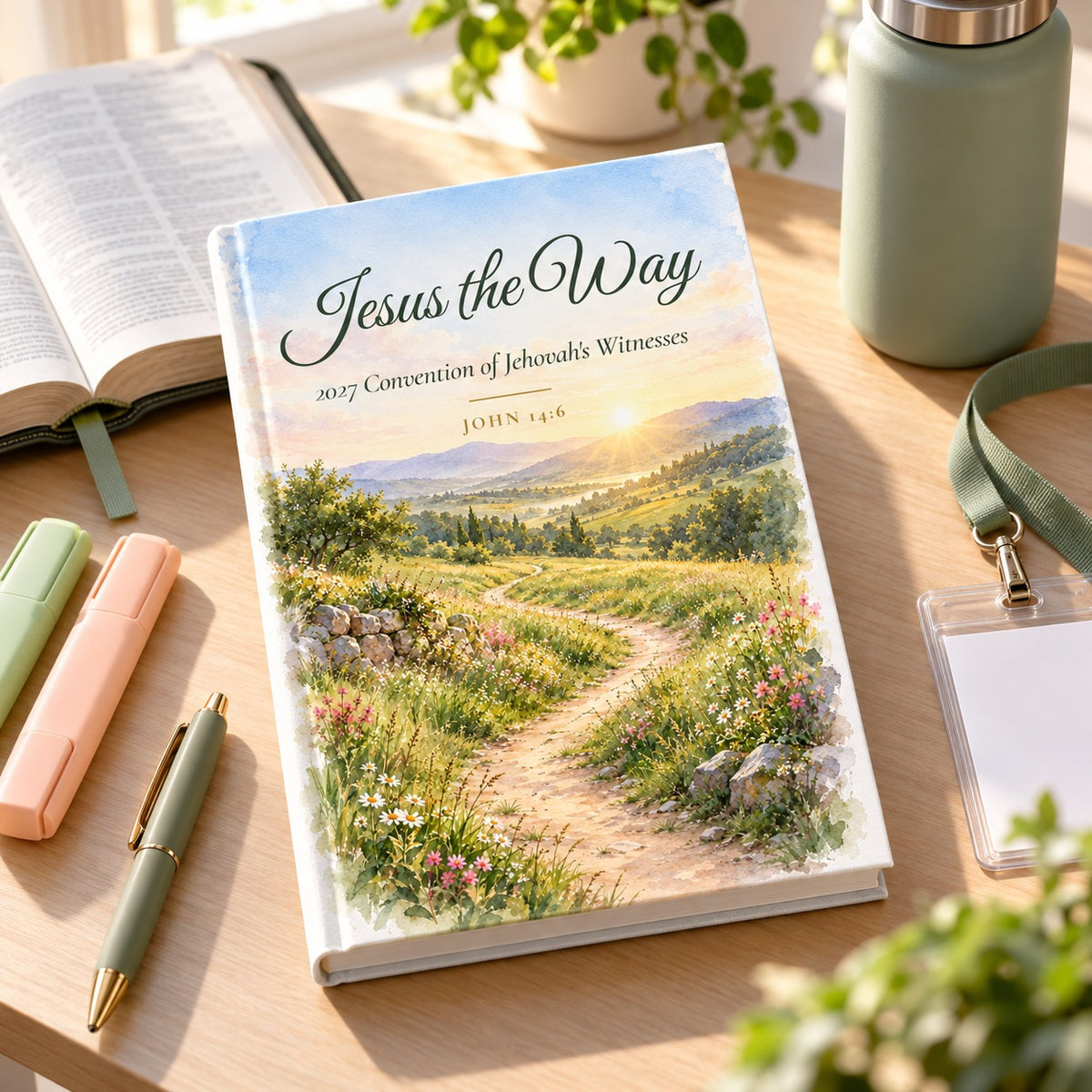 Jesus the Way 2027 Watercolor Journal shown in a lifestyle setting