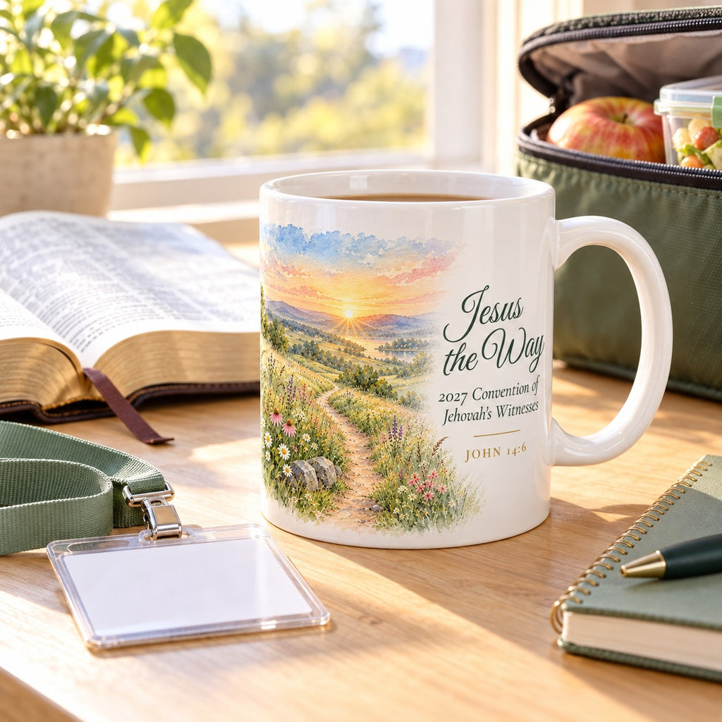 Jesus the Way 2027 Watercolor Mug shown in a lifestyle setting