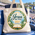 Jesus the Way 2027 Convention Tote Bag – Open Bible shown in a lifestyle setting