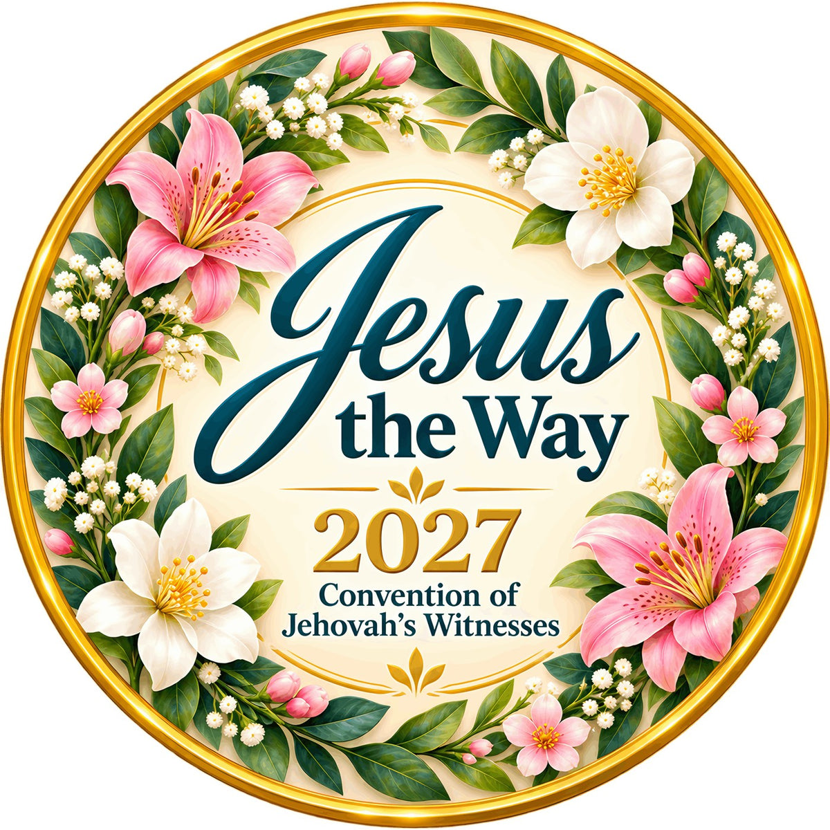 Jesus the Way 2027 Convention Tote Bag – Pink Lily Wreath – full design