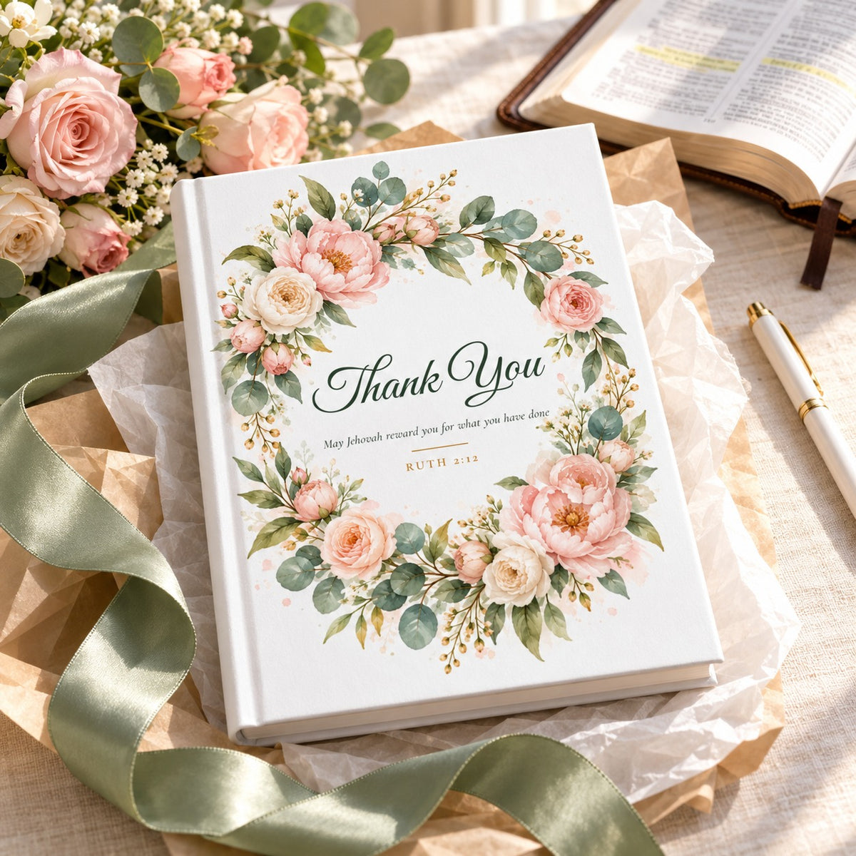 Thank You Watercolor Journal shown in a lifestyle setting